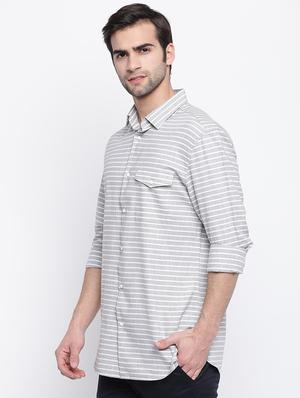 grey striped casual shirt - 17543568 - Standard Image - 2