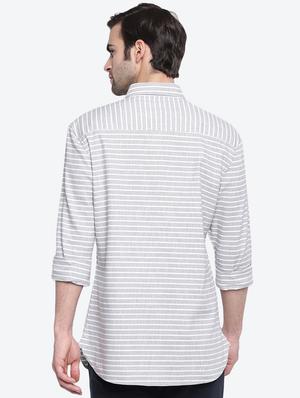 grey striped casual shirt - 17543568 - Standard Image - 3
