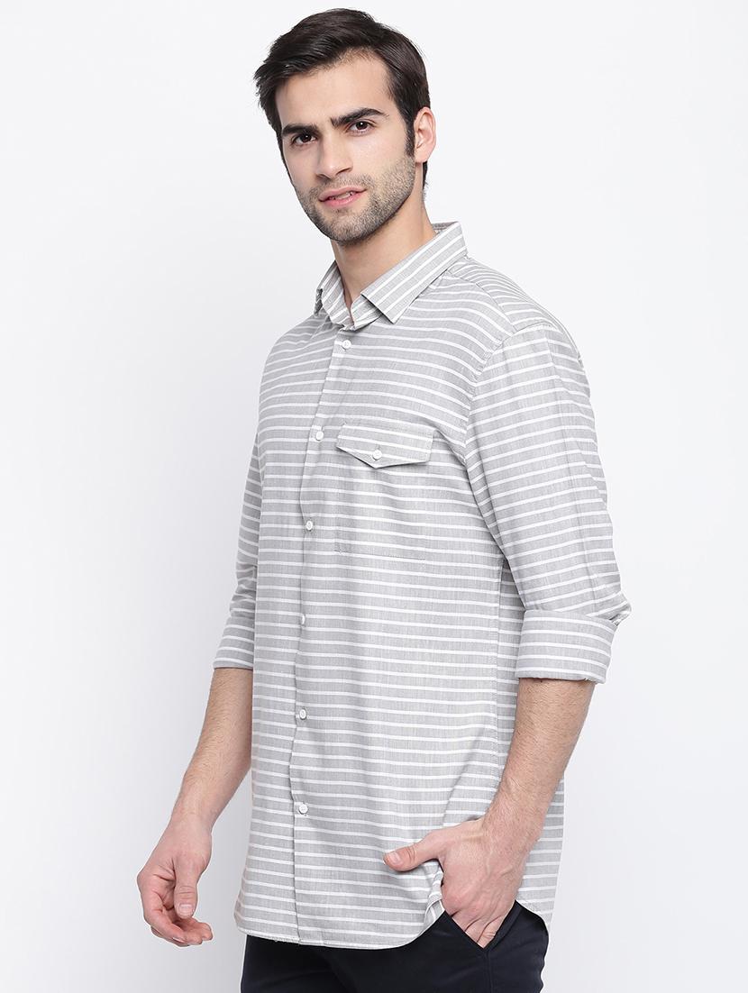 grey striped casual shirt - 17543568 - Zoom Image - 2