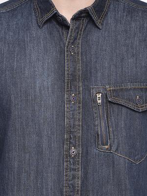 blue denim casual shirt - 17543582 - Standard Image - 5