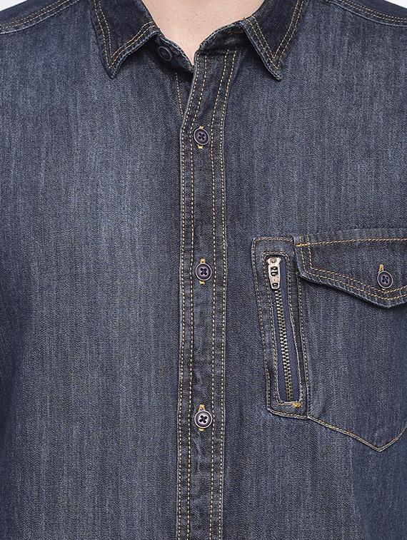blue denim casual shirt - 17543582 - Zoom Image - 5