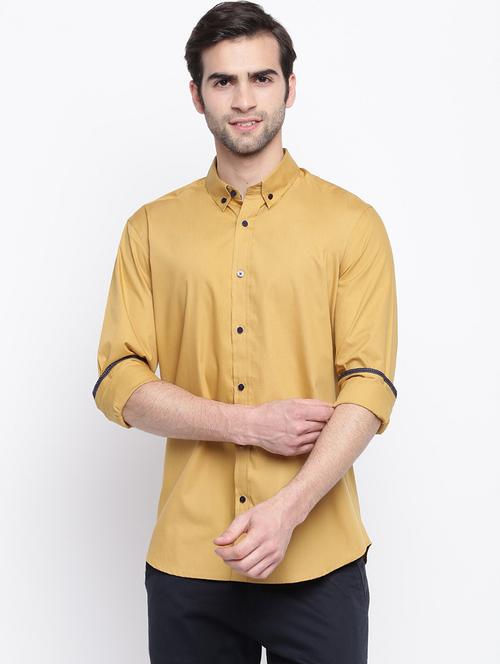 yellow solid casual shirt - 17543596 - Standard Image - 1