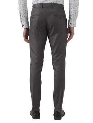 grey solid flat front formal trouser - 17543606 - Standard Image - 3