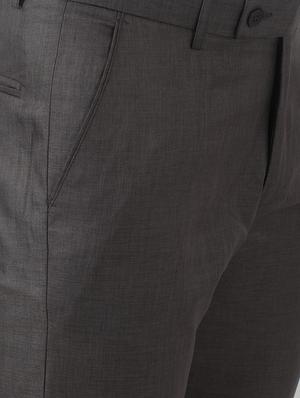 grey solid flat front formal trouser - 17543606 - Standard Image - 5