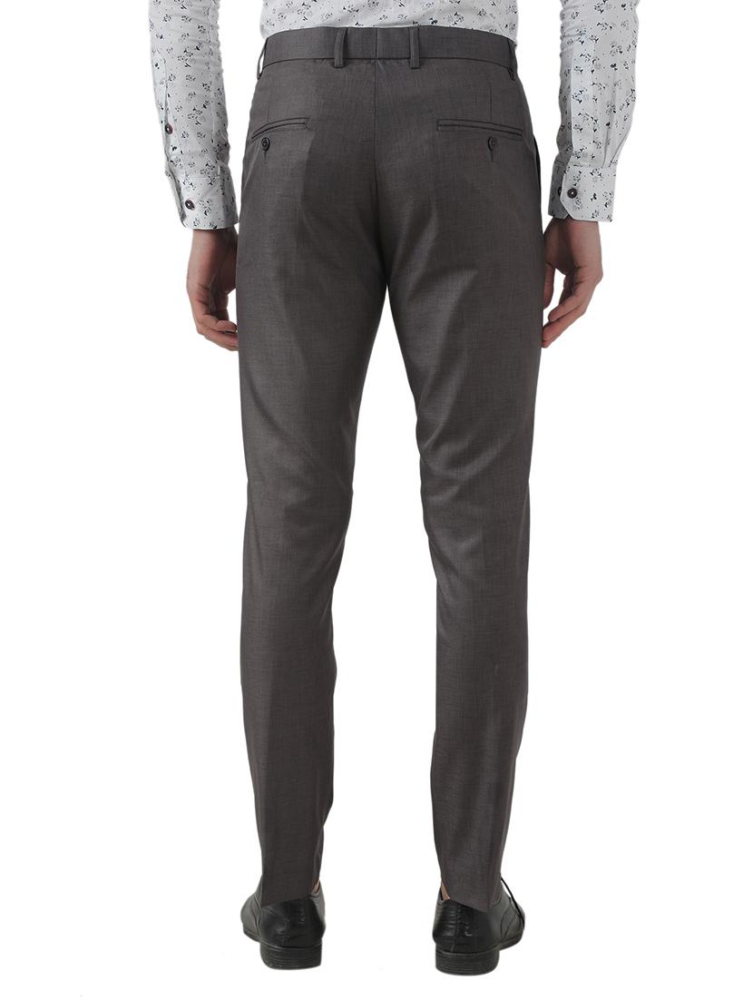 grey solid flat front formal trouser - 17543606 - Zoom Image - 3