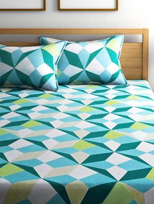 good homes triangle 144 tc cotton double bed sheet with 2 pillow covers- blue - 17543616 - Standard Image - 3