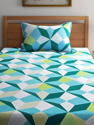 good homes triangle 144 tc cotton double bed sheet with 2 pillow covers- blue - 17543616 - Standard Image - 4