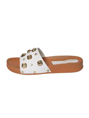 white slip on flip flop - 17543758 - Standard Image - 2