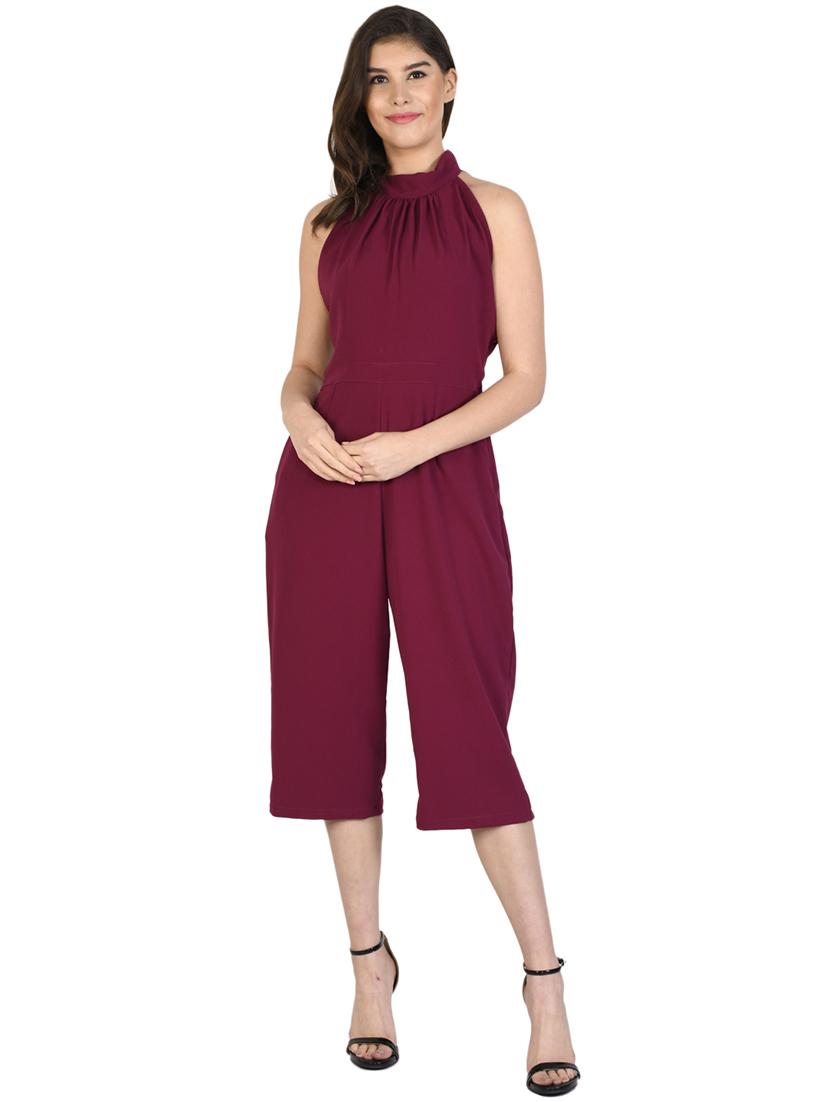 halter neck solid jumpsuit - 17543798 - Zoom Image - 1