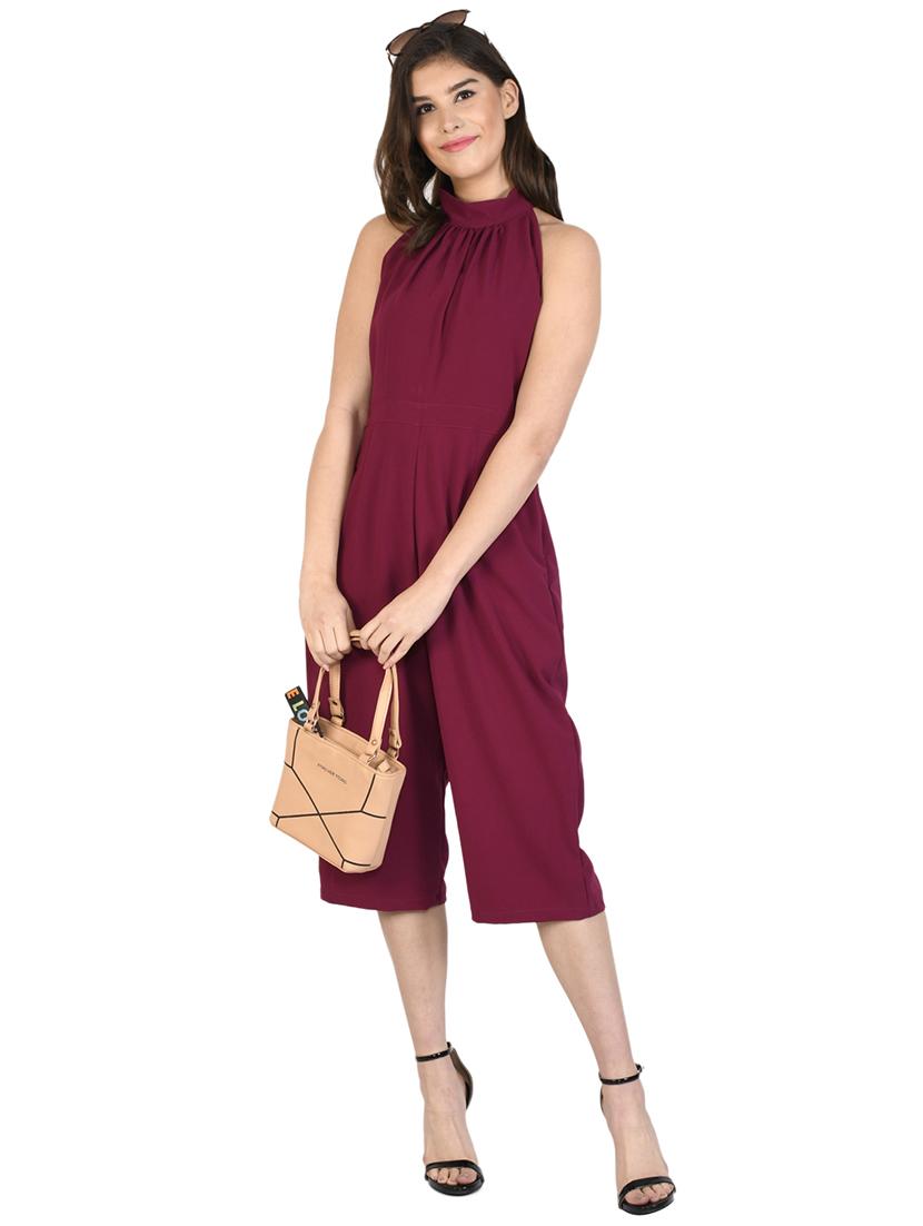halter neck solid jumpsuit - 17543798 - Zoom Image - 4