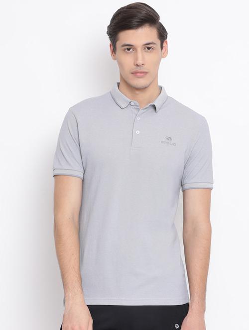 grey solid polo t-shirt - 17544221 - Standard Image - 1