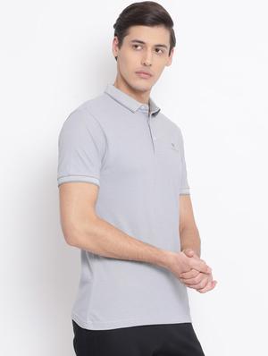 grey solid polo t-shirt - 17544221 - Standard Image - 2