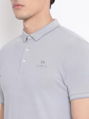 grey solid polo t-shirt - 17544221 - Standard Image - 5