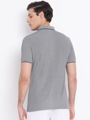 grey solid polo t-shirt - 17544222 - Standard Image - 3
