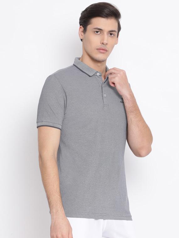 grey solid polo t-shirt - 17544222 - Zoom Image - 2