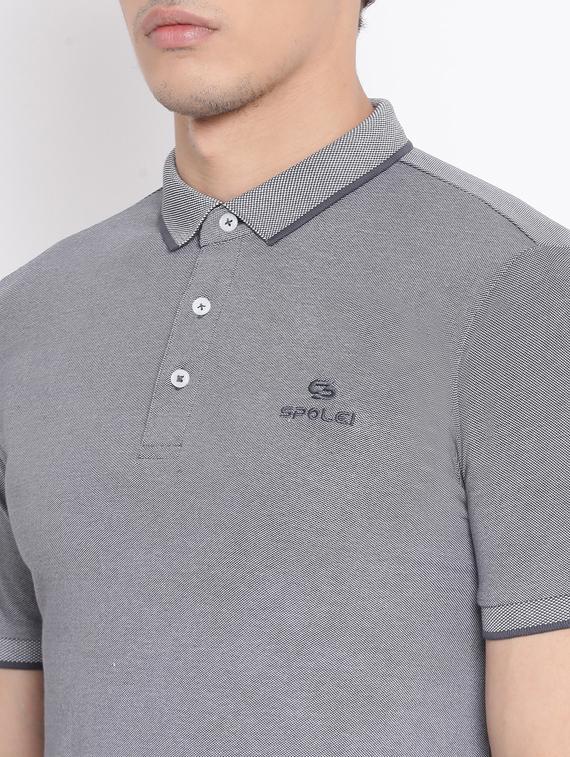 grey solid polo t-shirt - 17544222 - Zoom Image - 5