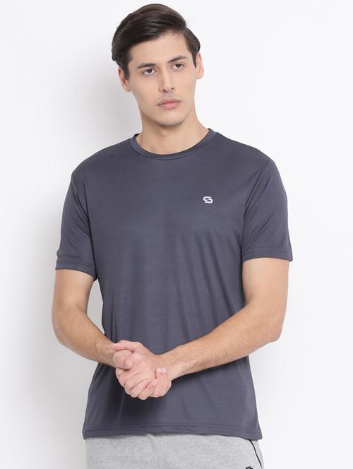 grey solid casual t-shirt - 17544238 - Standard Image - 1