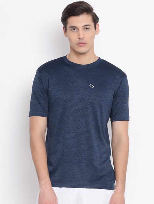 navy blue solid casual t-shirt - 17544242 - Standard Image - 1