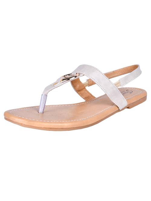 white faux leather tstrap sandals - 17544251 - Standard Image - 1