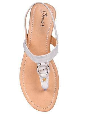 white faux leather tstrap sandals - 17544251 - Standard Image - 3