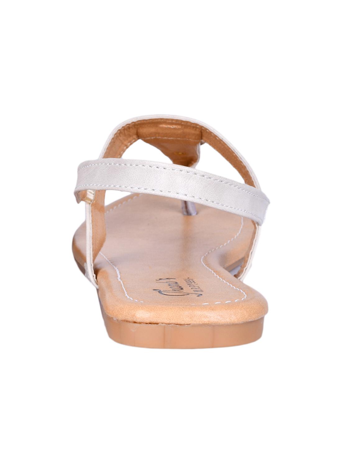 white faux leather tstrap sandals - 17544251 - Zoom Image - 2