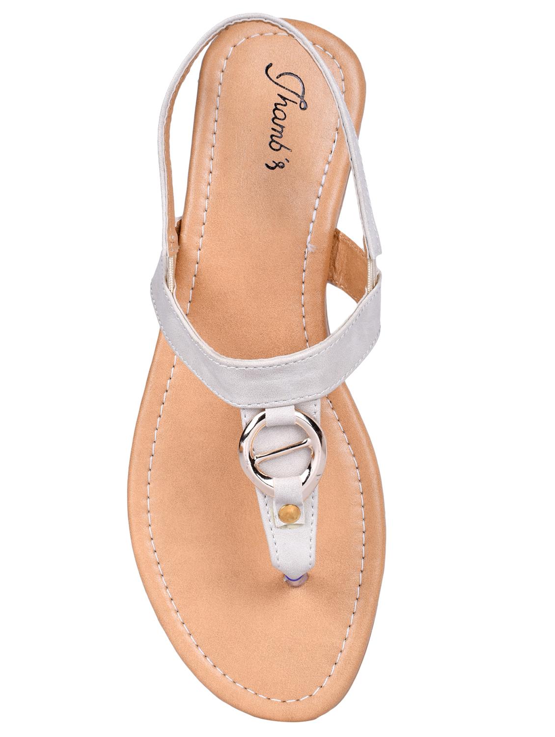 white faux leather tstrap sandals - 17544251 - Zoom Image - 3