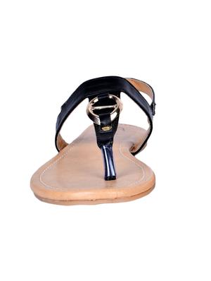 black faux leather tstrap sandals - 17544253 - Standard Image - 2
