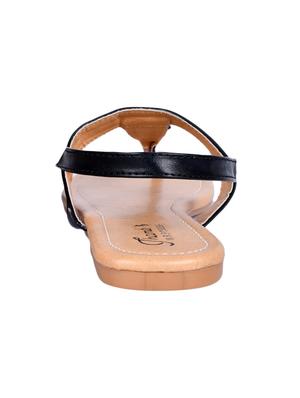 black faux leather tstrap sandals - 17544253 - Standard Image - 3