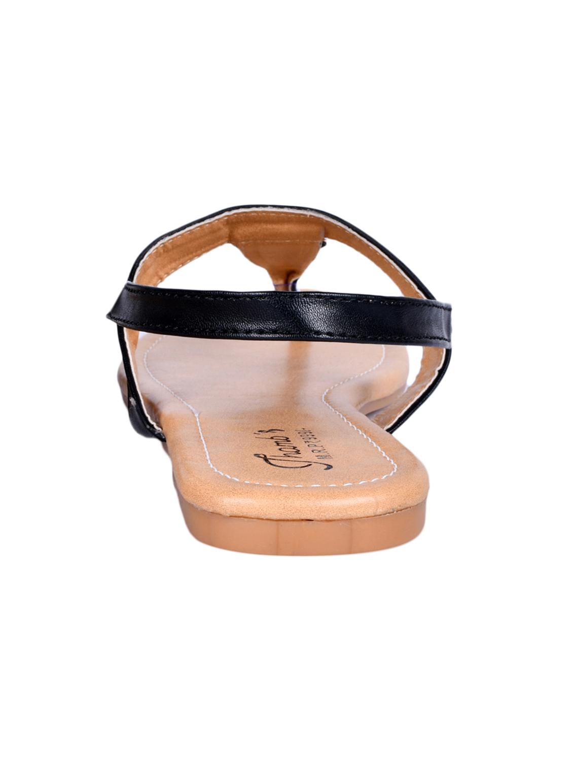 black faux leather tstrap sandals - 17544253 - Zoom Image - 3
