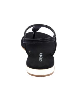 black synthetic open thong sandals - 17544444 - Standard Image - 3