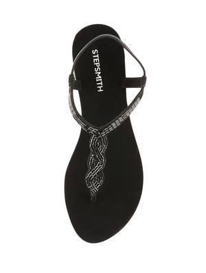 black synthetic open thong sandals - 17544444 - Standard Image - 4