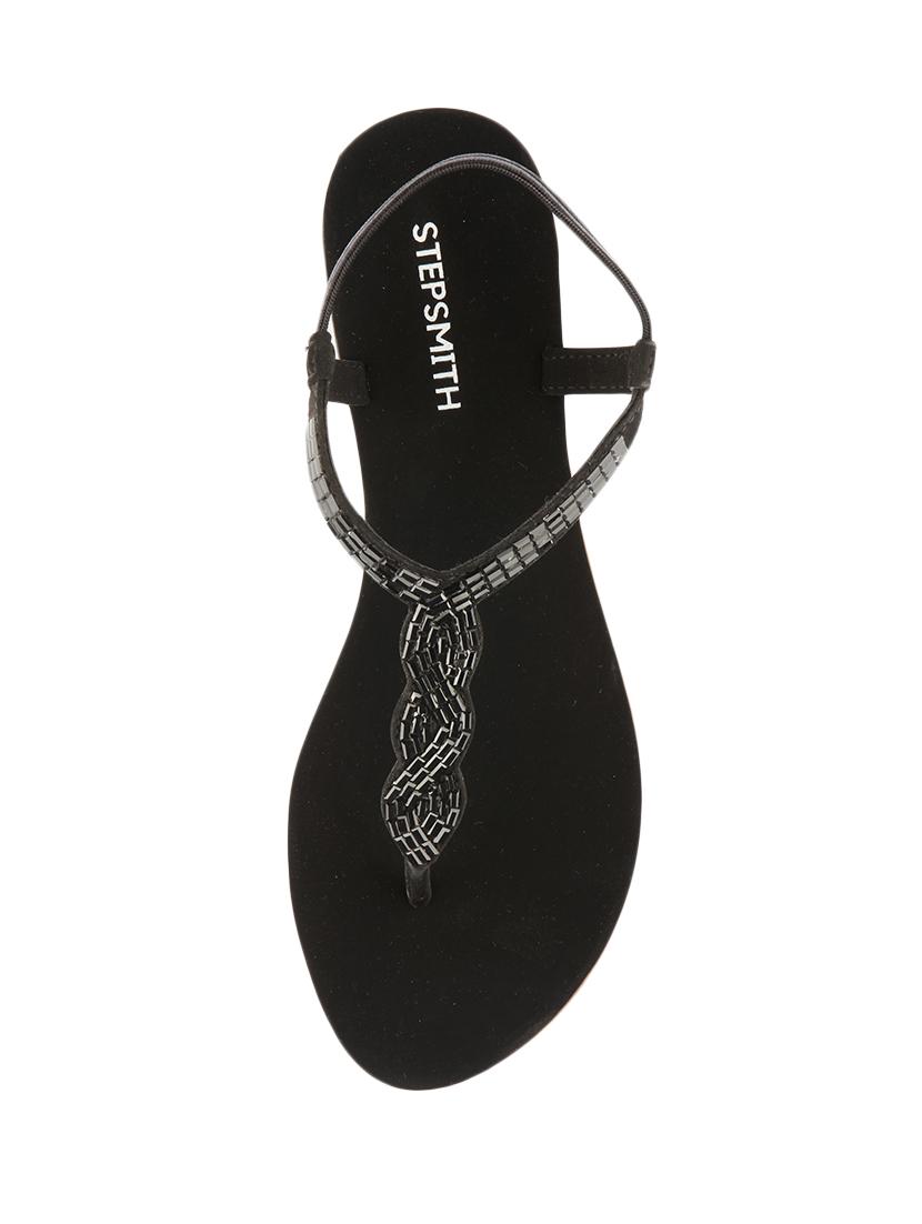 black synthetic open thong sandals - 17544444 - Zoom Image - 4