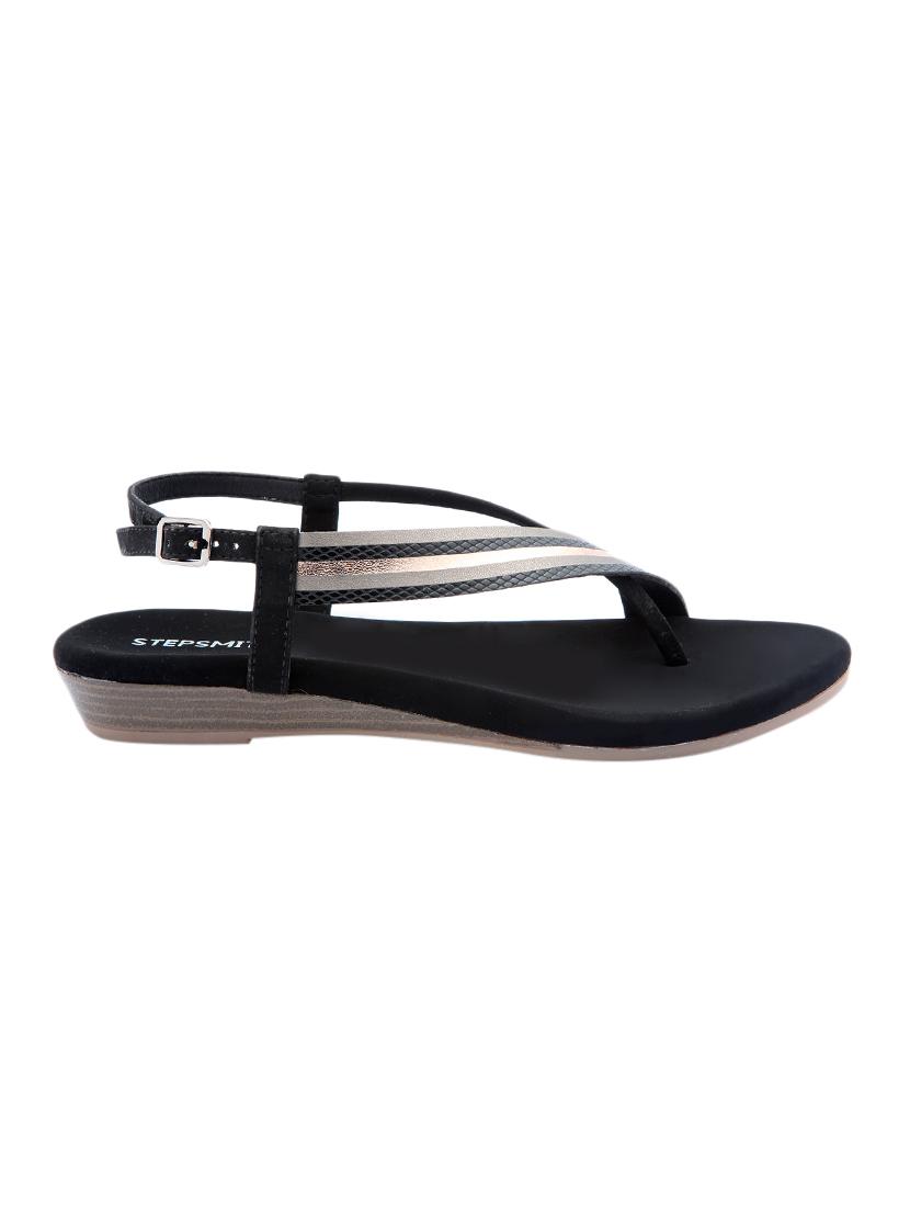black leatherette back strap sandals - 17544447 - Zoom Image - 2