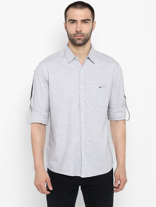 grey melange casual shirt - 17544478 - Standard Image - 1