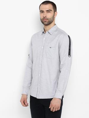 grey melange casual shirt - 17544478 - Standard Image - 2