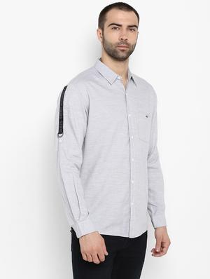 grey melange casual shirt - 17544478 - Standard Image - 3