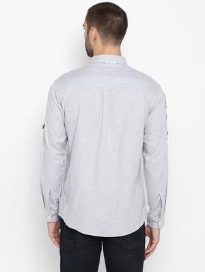grey melange casual shirt - 17544478 - Standard Image - 4