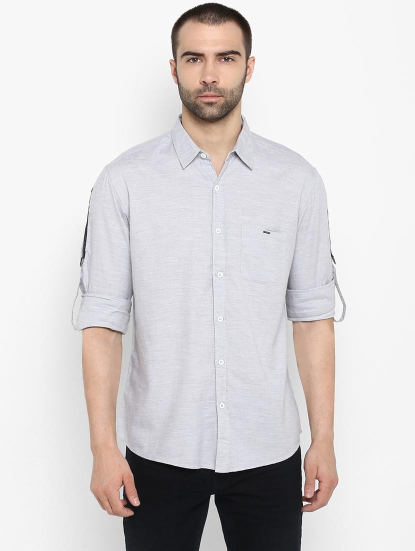 grey melange casual shirt - 17544478 - Zoom Image - 1