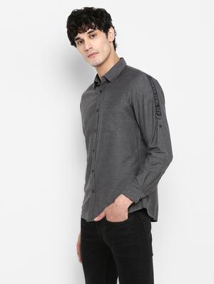 grey solid casual shirt - 17544480 - Standard Image - 2