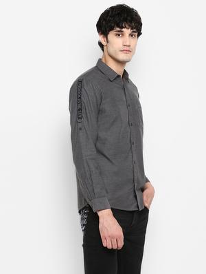 grey solid casual shirt - 17544480 - Standard Image - 3