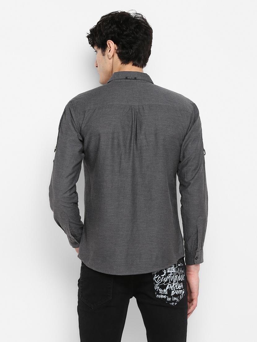 grey solid casual shirt - 17544480 - Zoom Image - 4