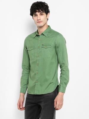 green solid casual shirt - 17544482 - Standard Image - 2