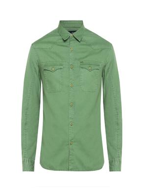 green solid casual shirt - 17544482 - Standard Image - 5