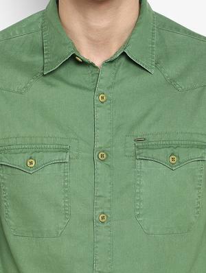 green solid casual shirt - 17544482 - Standard Image - 6