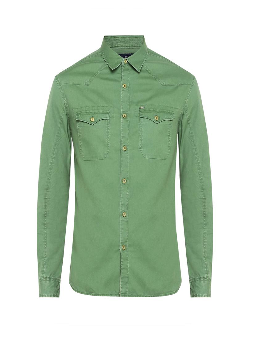 green solid casual shirt - 17544482 - Zoom Image - 5