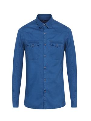 blue solid casual shirt - 17544484 - Standard Image - 5