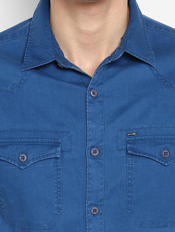 blue solid casual shirt - 17544484 - Zoom Image - 6