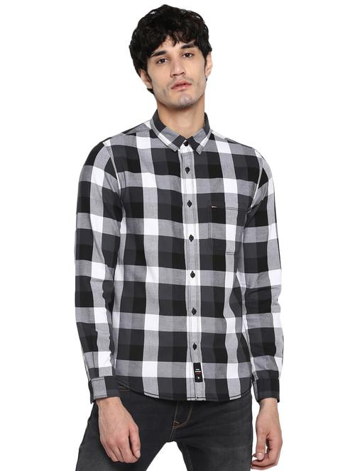 grey checkered casual shirt - 17544485 - Standard Image - 1