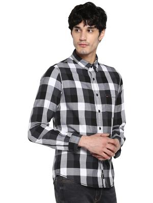 grey checkered casual shirt - 17544485 - Standard Image - 2