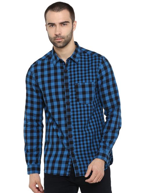 blue checkered casual shirt - 17544495 - Standard Image - 1